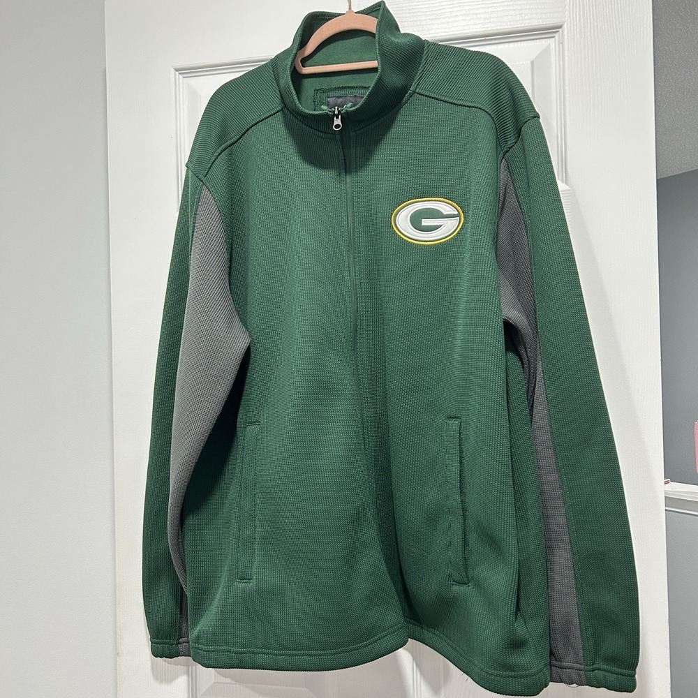 NFL Licensed Men's XXL Greenbay Packers Full Zip Fleece Woven Long Sleeve EUC